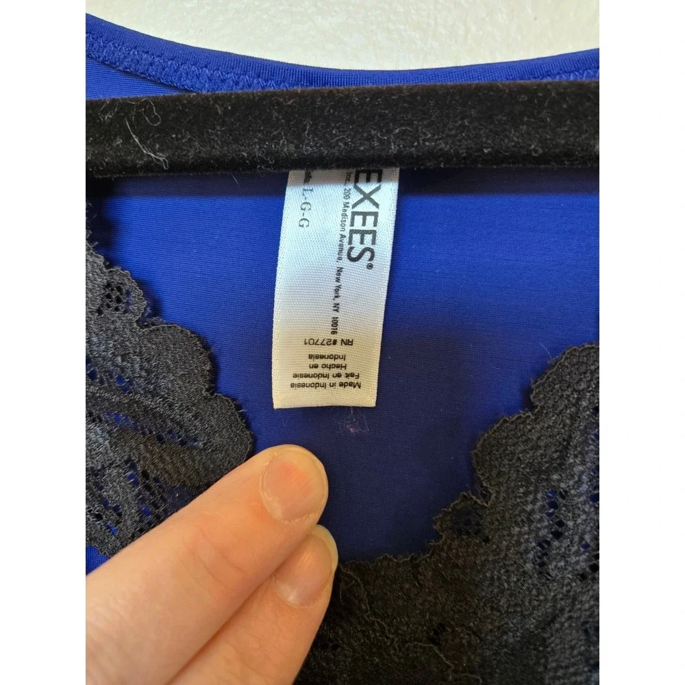 Flexees Maidenform Blue Lace Trim Shapewear Camisole Tank Top 3366 L